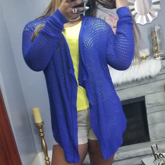 Say What? Sweaters - Cochet Cardigan king blue size L